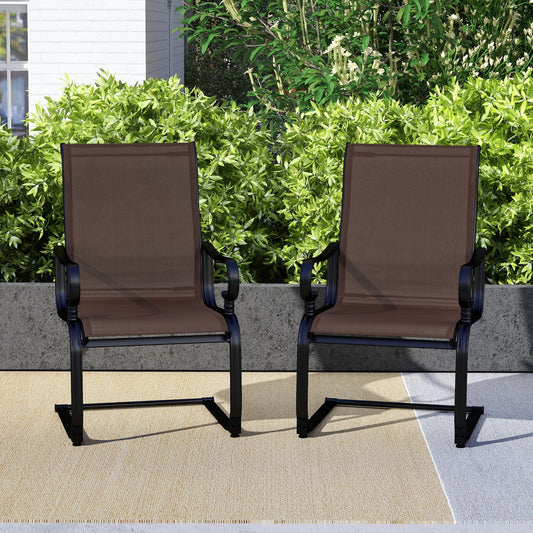 Set of 2 Patio Chairs with Quick-drying and Breathable Fabric for Backyard-Brown - Tampa Home & Garden Store