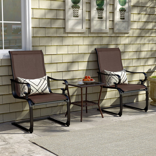 Set of 2 Patio Chairs with Quick-drying and Breathable Fabric for Backyard-Brown - Tampa Home & Garden Store
