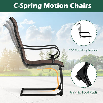 Set of 2 Patio Chairs with Quick-drying and Breathable Fabric for Backyard-Brown