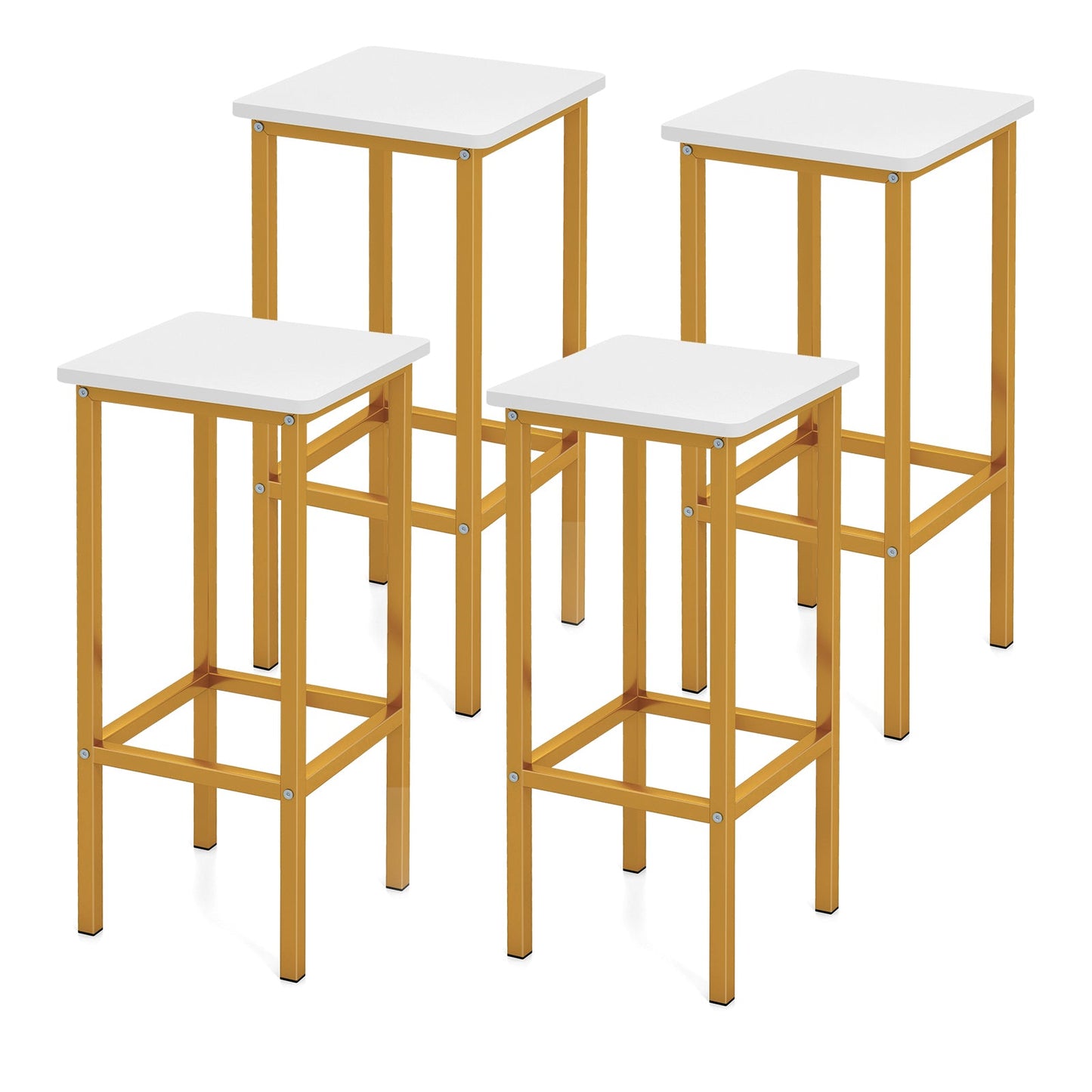 Set of 4 Bar Stool Set 26 Inch Bar Chair with Metal Legs and Footrest-Rustic Brown