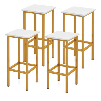 Set of 4 Bar Stool Set 26 Inch Bar Chair with Metal Legs and Footrest-Rustic Brown