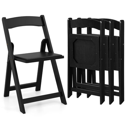 Juego de 4 sillas de comedor plegables para cocina con patas de madera de caucho y asiento acolchado - Blanco