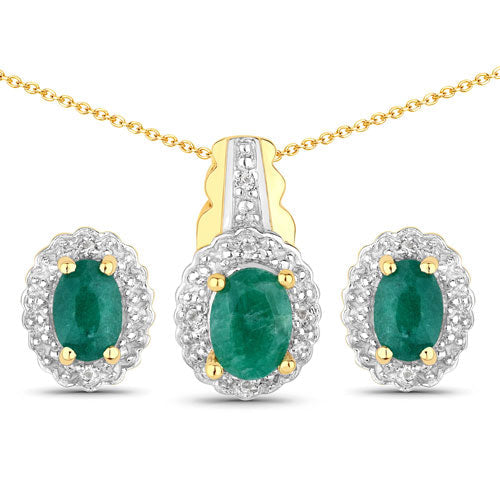 Bids.com sterling silver jewelry set with dyed emeralds and topaz; pendant necklace + 2 earrings on Tampa Home & Garden Store