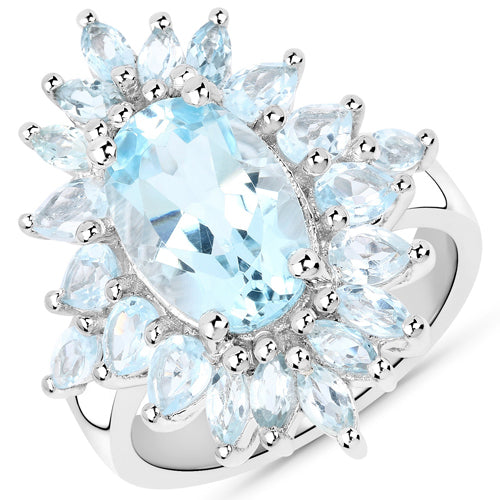 3-piece blue topaz jewelry set in .925 sterling silver with oval center and halo marquise stones on Tampa Home & Garden Store