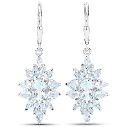Sterling silver blue topaz drop earrings with starburst cluster, 2 earrings on Tampa Home & Garden Store