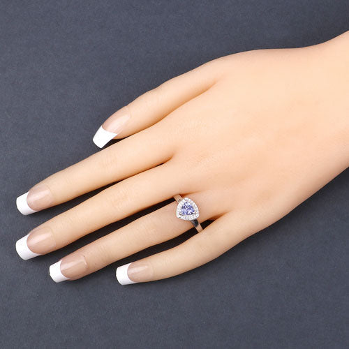 Ring 0.87ct Tanzanite with white topaz halo in .925 sterling silver on Tampa Home & Garden Store