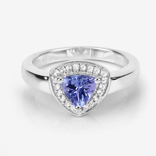 Sterling silver ring with purple tanzanite center and white topaz halo, 0.87ct, Bids.com on Tampa Home & Garden Store
