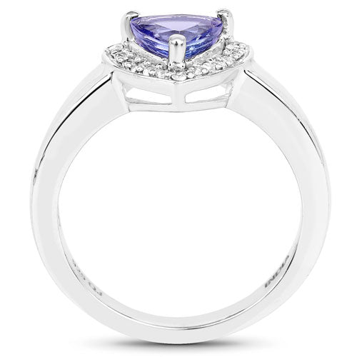 Ring 0.87ct tanzanite, trillion-cut with white topaz halo in .925 sterling silver by Bids.com on Tampa Home & Garden Store