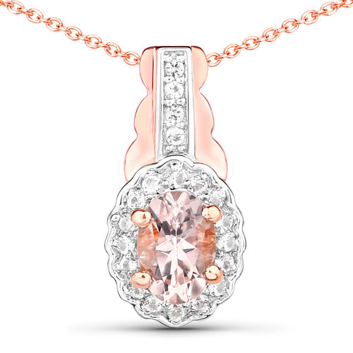 Sterling silver 3-piece jewelry set with Morganite and white topaz pendant with chain, ring, and earrings by Bids.com on Tampa Home & Garden Store