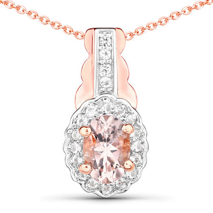 Sterling silver 3-piece jewelry set with Morganite and white topaz pendant with chain, ring, and earrings by Bids.com on Tampa Home & Garden Store
