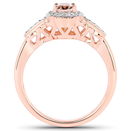 Rose gold plated sterling silver Morganite and white topaz ring by Bids.com 3-piece set on Tampa Home & Garden Store