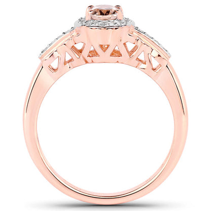 Rose gold plated sterling silver Morganite and white topaz ring by Bids.com 3-piece set on Tampa Home & Garden Store