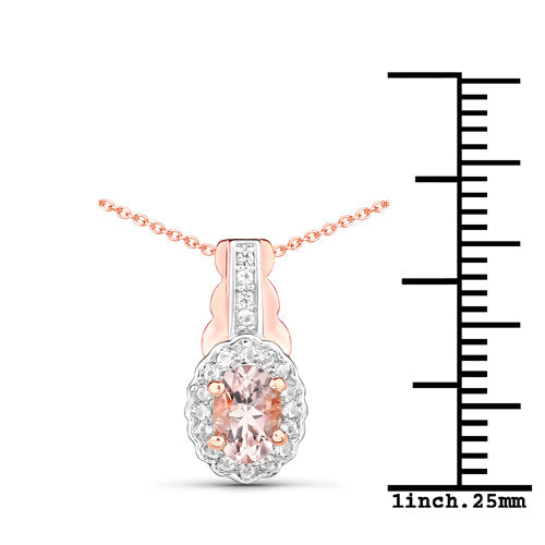Morganite pendant necklace with white topaz halo in 925 silver on rose-gold chain on Tampa Home & Garden Store