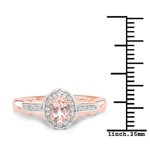 Rose gold-tone sterling silver Morganite ring with white topaz halo and pave band from Bids.com on Tampa Home & Garden Store