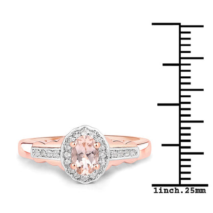 Rose gold-tone sterling silver Morganite ring with white topaz halo and pave band from Bids.com on Tampa Home & Garden Store