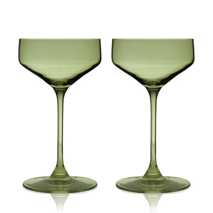 European Sage Crystal Coupe Glasses Set of Two