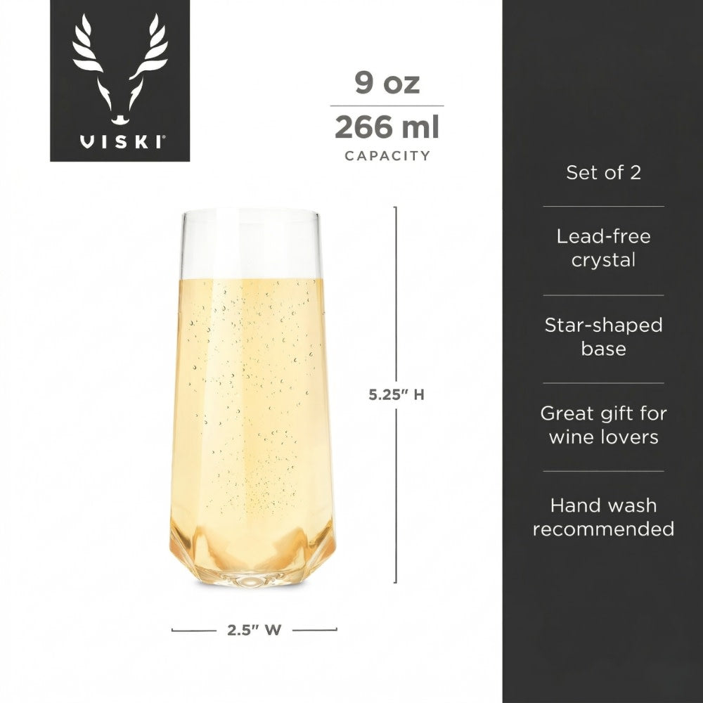 Seneca Stemless Crystal Champagne Flutes for Two