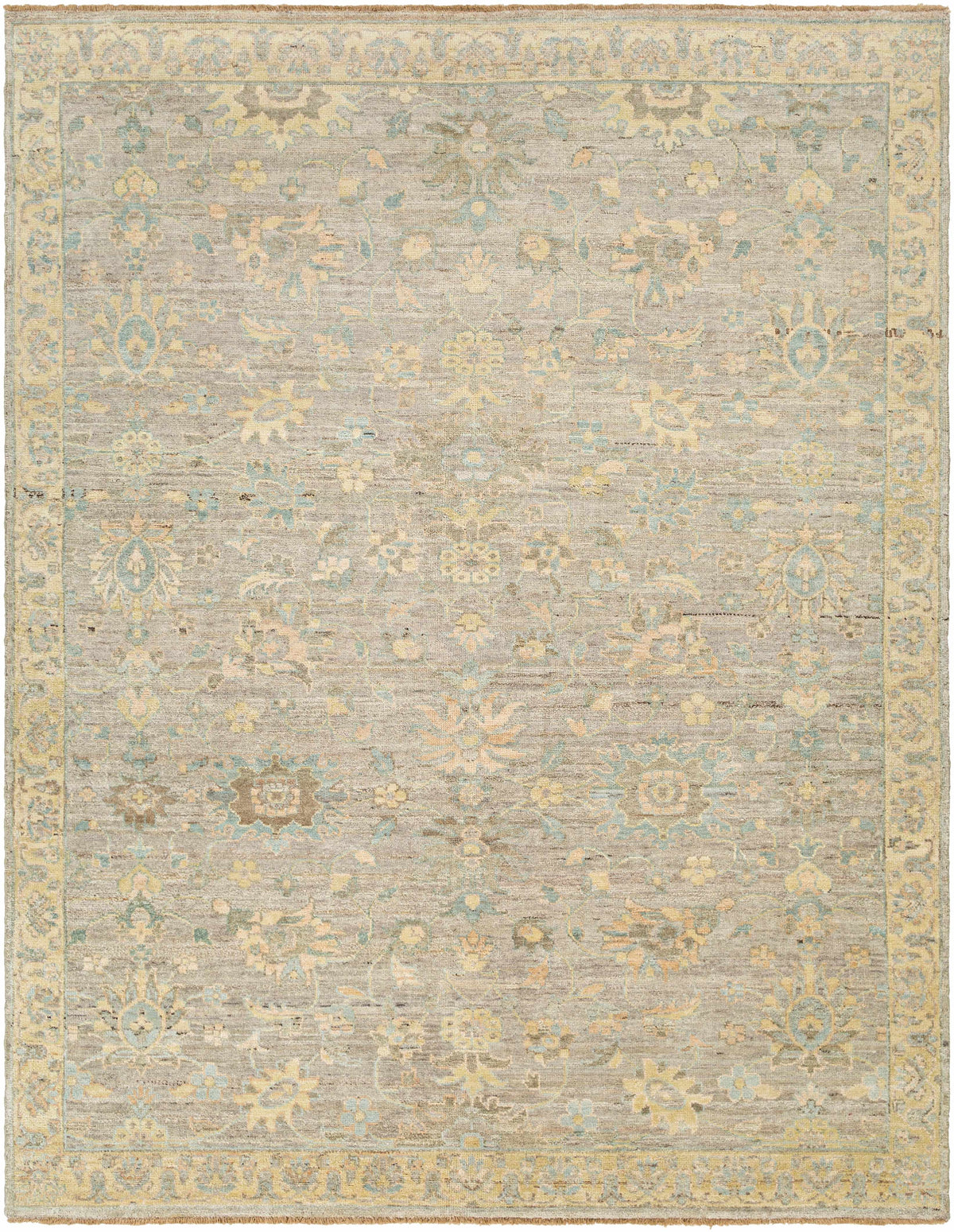 Cream Afia Area Rug by Boutique Rugs, pale blue and beige floral medallion pattern on Tampa Home & Garden Store