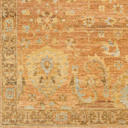 Enora Area Rug Clearance, orange distressed oriental rug with blue accents by Boutique Rugs on Tampa Home & Garden Store