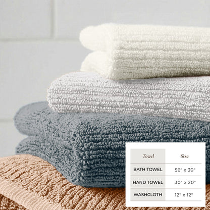 Turkish Cotton Ribbed Bath Towel Set and 6 Pieces