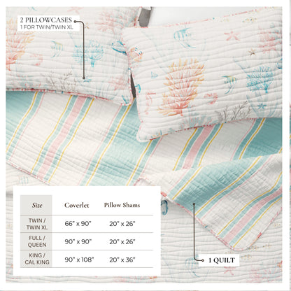 Coastal Coral Reef Microfiber Soft Quilt Set