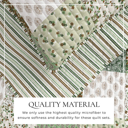 the Damia Floral Patchwork and Soft Quilt Set