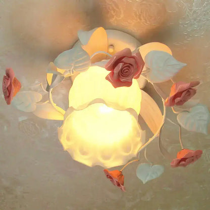 Pink Rose Semi-Flush Light Decorbites with frosted glass shade on Tampa Home & Garden Store