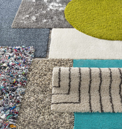 Rug Frederika olive green wool shag from Boutique Rugs with assorted swatches, clearance on Tampa Home & Garden Store
