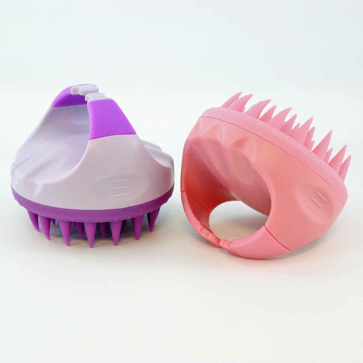 Scalp massager shampoo brush set with purple pink silicone bristles, two brushes on Tampa Home & Garden Store