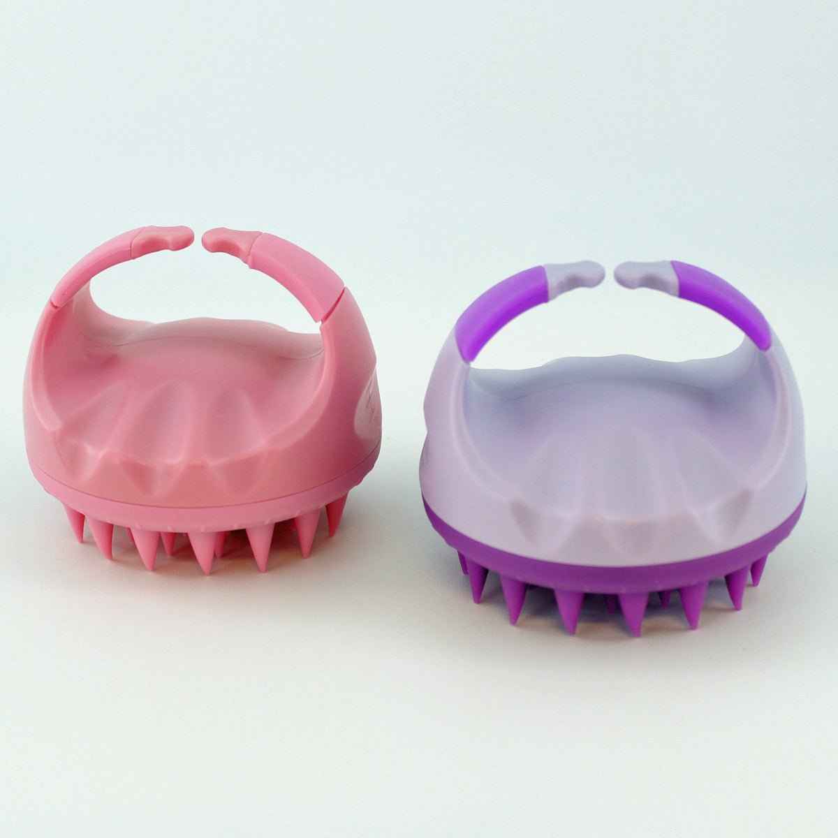 Shaketea scalp massager shampoo brushes, pink and purple dual-pack with spiked bristles on Tampa Home & Garden Store