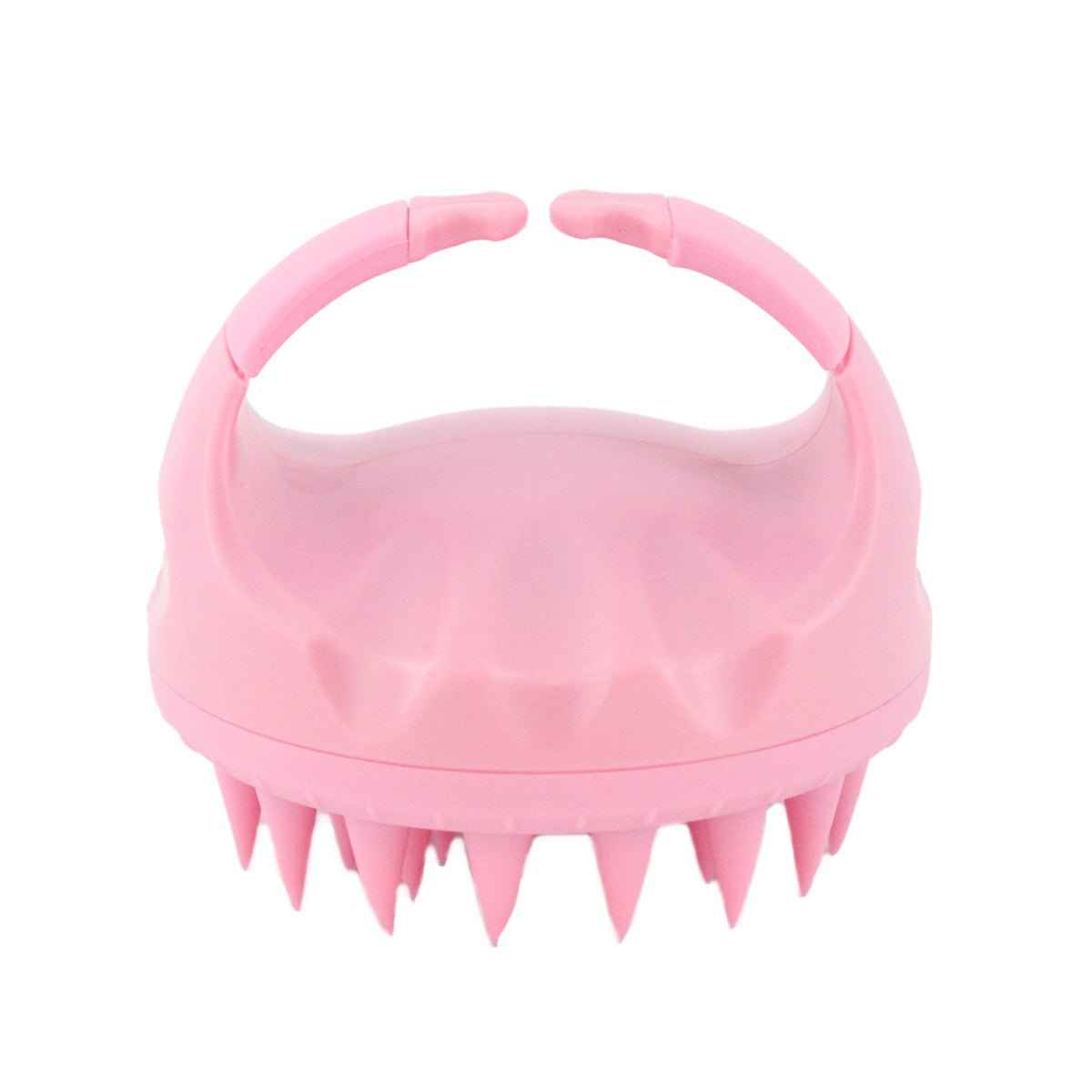 Shampoo Scalp Scrubber Brush pink with curved handle and spiked bristles on Tampa Home & Garden Store