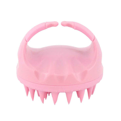 Shampoo Scalp Scrubber Brush pink with curved handle and spiked bristles on Tampa Home & Garden Store