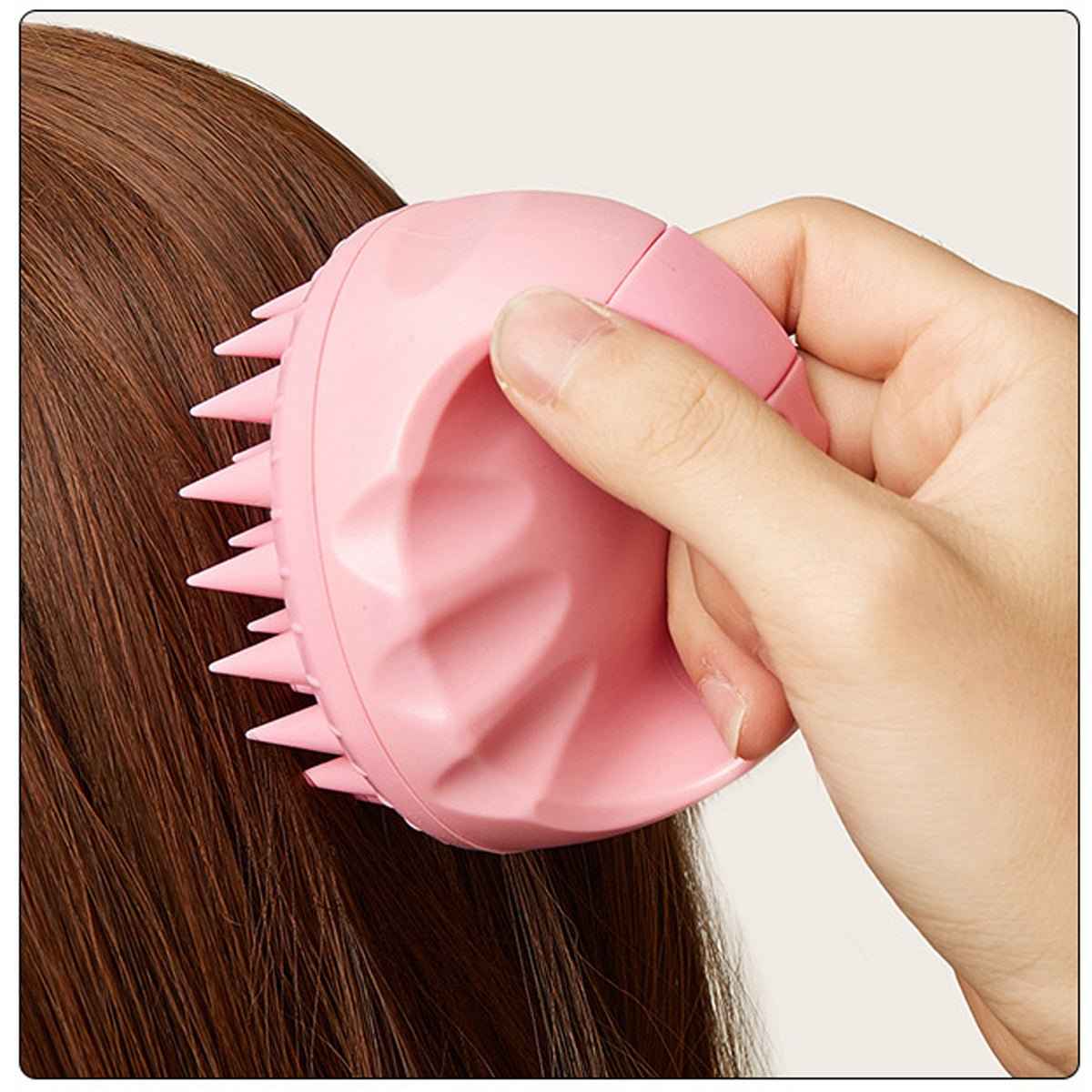 Shaketea scalp massager brush pink silicone spikes, round pink design for hair cleansing on Tampa Home & Garden Store