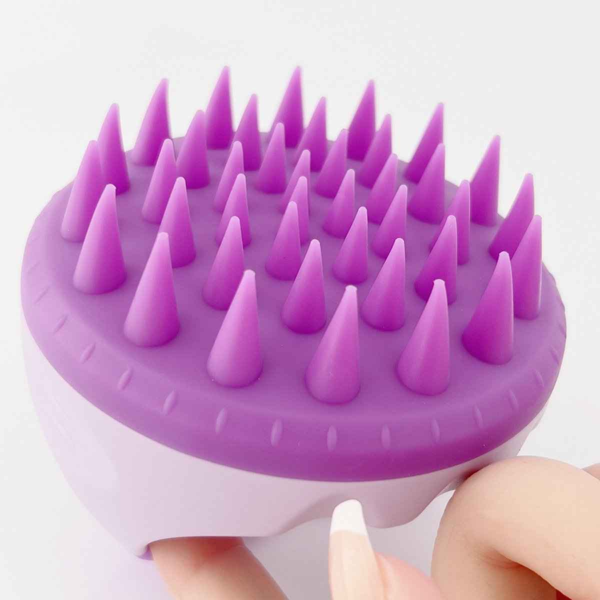 Shaketea scalp massager brush, purple silicone with conical bristles for shower cleaning on Tampa Home & Garden Store