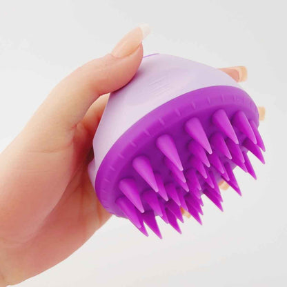 Shaketea scalp massager shampoo brush with purple silicone bristles and white body on Tampa Home & Garden Store
