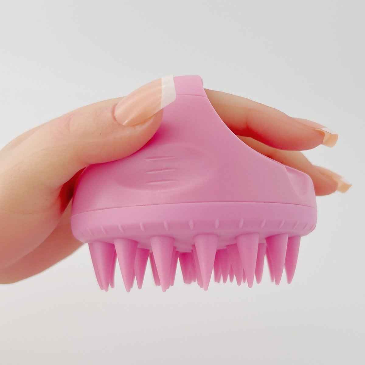 Shaketea scalp massager brush pink silicone shampoo scrubber with soft bristles on Tampa Home & Garden Store