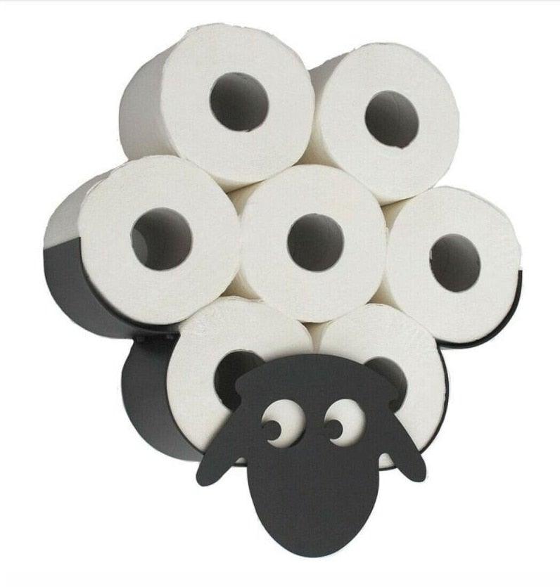Stevvex sheep-shaped toilet paper holder with 7 rolls wall mount metal rack on Tampa Home & Garden Store