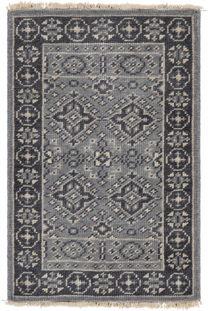 Sherwood Area Rug by Boutique Rugs in gray and cream with an intricate border pattern on Tampa Home & Garden Store