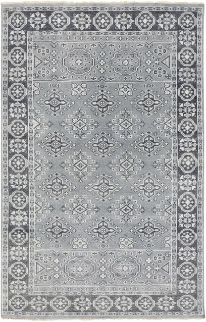 Sherwood Area Rug gray-blue with ivory motifs, Boutique Rugs clearance on Tampa Home & Garden Store