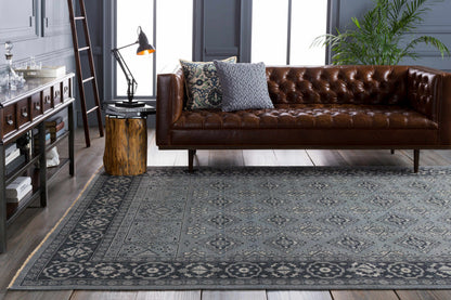Sherwood Area Rug by Boutique Rugs in blue gray geometric pattern on Tampa Home & Garden Store