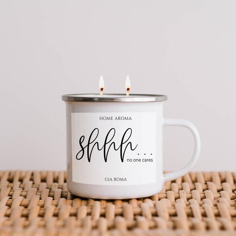 16oz candle mug Gia Roma white ceramic with metal lid and dual wicks on Tampa Home & Garden Store