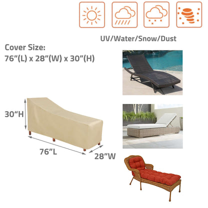 Chaise lounge cover Shield Outdoor Covers weatherproof UV-resistant tan 76"L x 28"W x 30"H on Tampa Home & Garden Store