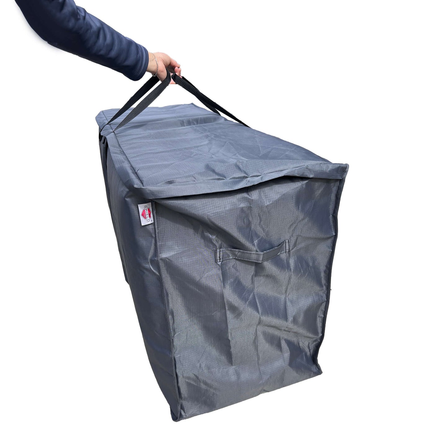 Sofa Cushion Bag Shield Outdoor Covers Mercury gray cushion storage bag with carry straps on Tampa Home & Garden Store