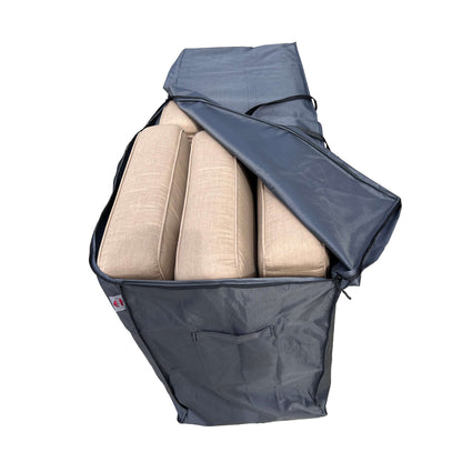 Mercury sofa cushion bag 52Lx18Dx27H in gray, stores beige cushions, Shield Outdoor Covers on Tampa Home & Garden Store