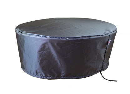 Round charcoal gray dining table cover with drawcord closure by Shield Outdoor Covers on Tampa Home & Garden Store