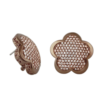 Shiny Daisy button earrings by Lauren G Adams, rose-gold pavé crystal flower pair on Tampa Home & Garden Store