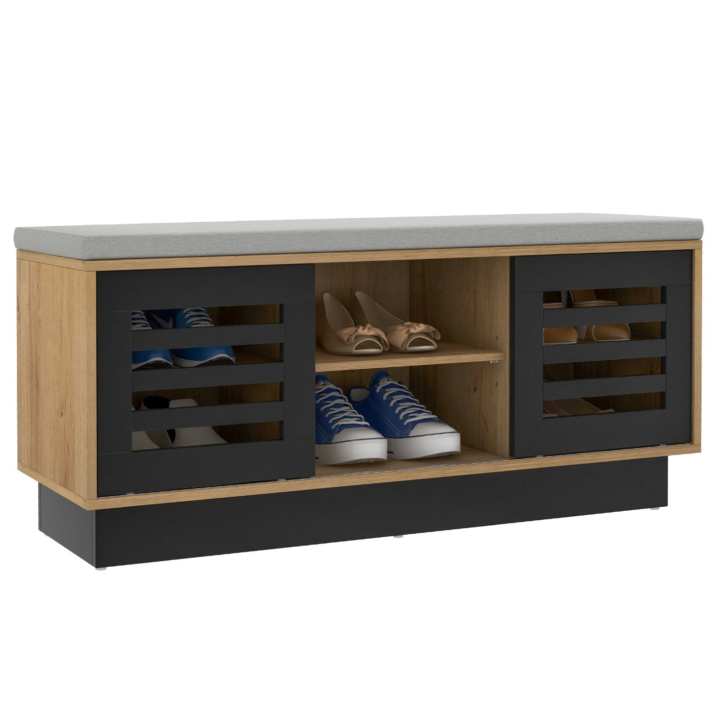 Shoe Bench with 6 Storage Compartments and 3 Adjustable Shelves