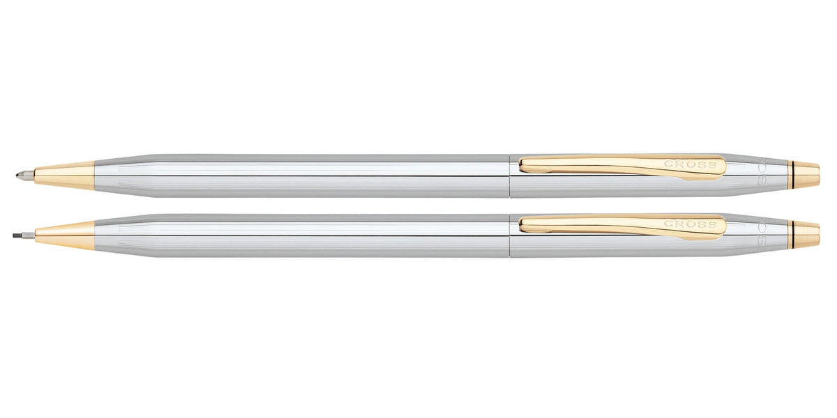 Classic Century Medalist pen and pencil set by A.T. Cross; silver bodies with gold-tone caps on Tampa Home & Garden Store