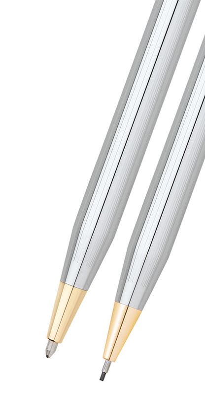 Cross Classic Century Medalist pen and pencil set, two silver instruments with gold-tone accents on Tampa Home & Garden Store