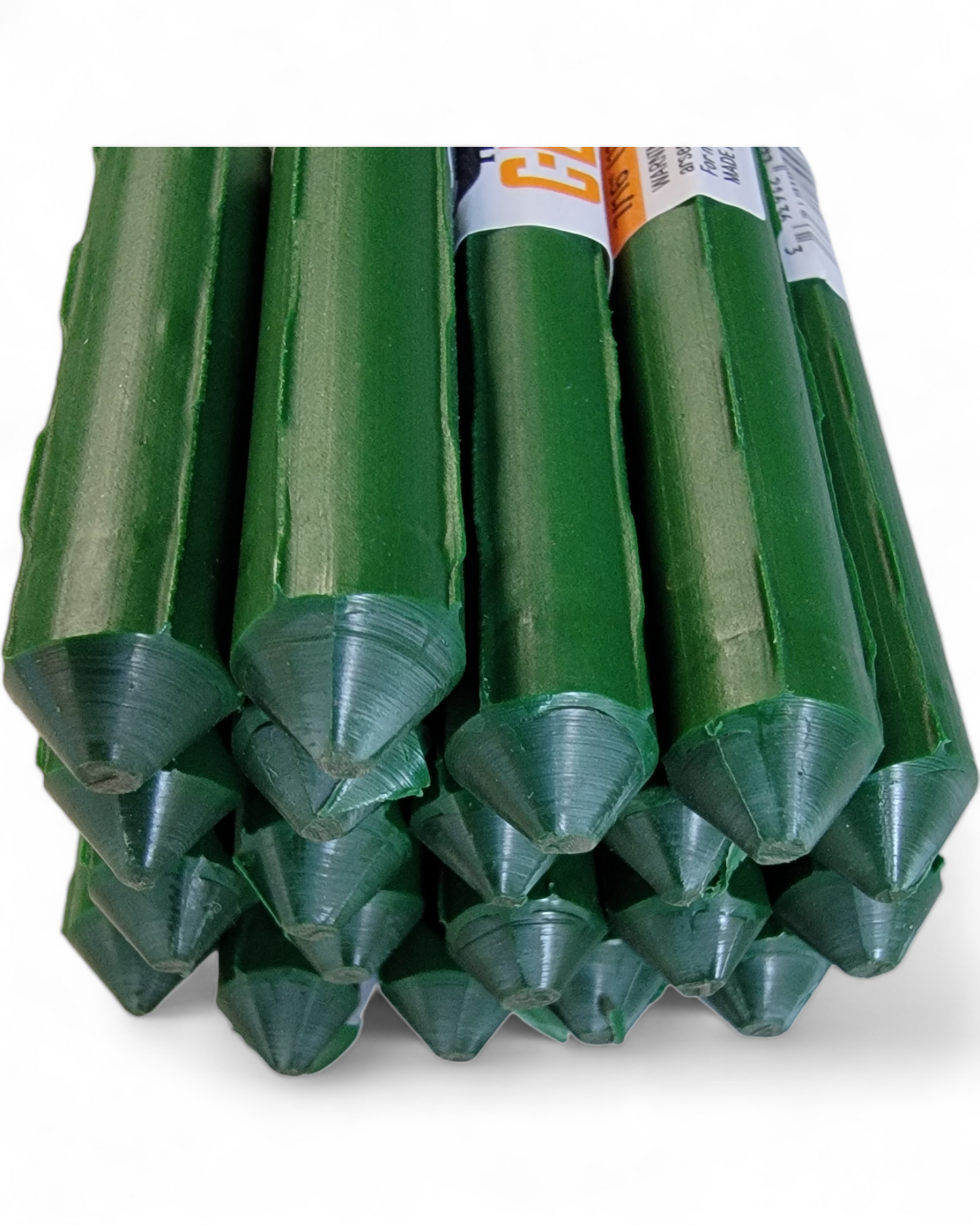 Twenty (20) Strong Steel Garden Stakes (available in lengths of:  3', 4', 5', and 6') All plant sticks are 7/16" diameter. Extra Grabby Coating
